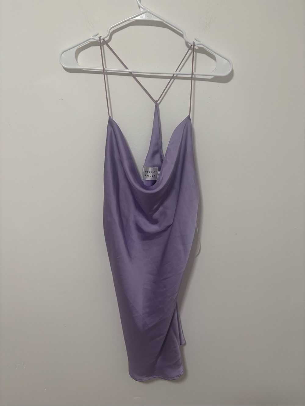 Hello Molly cowl neck lavender slip dress
